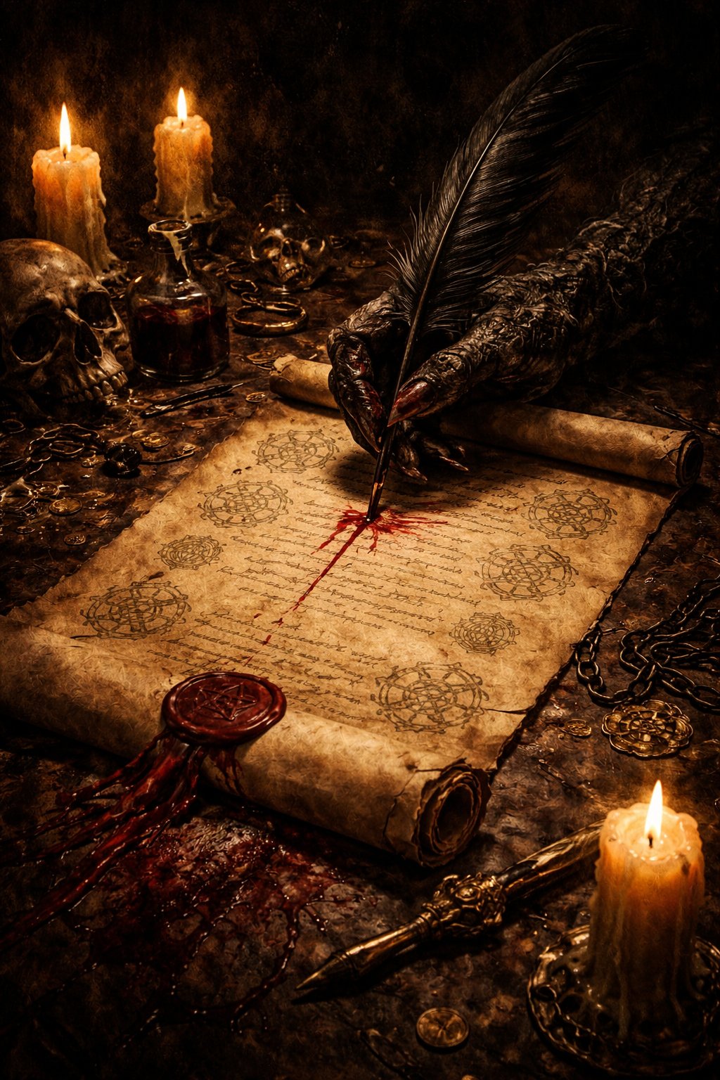 Demon pact — ancient contract sealed with fire and blood