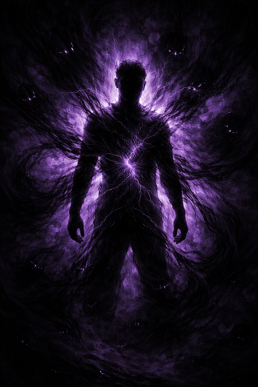 Spiritual attack — dark energy surrounding a human silhouette